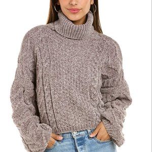 Blank NYC In The Nude Turtleneck Cropped Cable Knit Sweater Size XSmall NWT